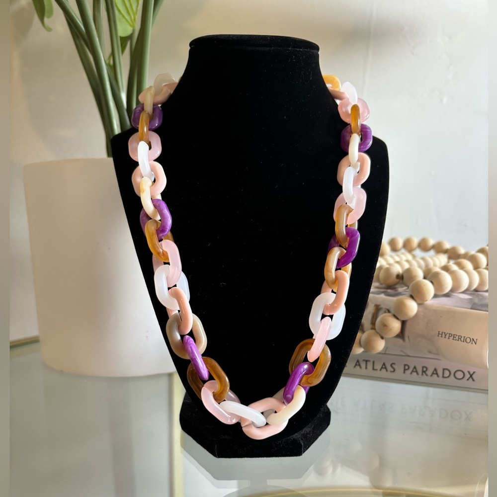 Multi Colored Plastic Chain Link Necklace